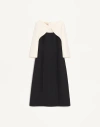 Valentino Crepe Couture Midi Dress Woman Black/ivory 48 In Black
