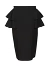 Valentino Black Skirt With Ruffles On The Sides In Black
