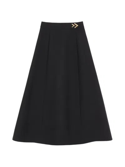 Valentino Crepe Couture Midi Skirt In Black