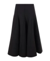 Valentino Flared Wool-silk Crepe Midi Skirt In Black
