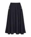 Valentino Crepe Couture Midi Skirt In Blue