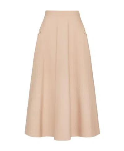 Valentino Crepe Couture Midi Skirt In Brown
