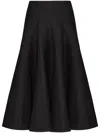 Valentino Flared Wool-silk Crepe Midi Skirt In Schwarz