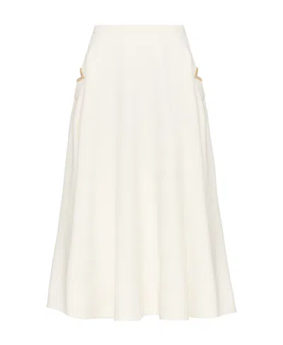 Valentino Crepe Couture Midi Skirt In White