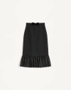 Valentino Crepe Couture Skirt With Ruffled Hem And Bow Detail In Black