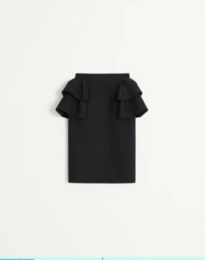 VALENTINO VALENTINO CREPE COUTURE MIDI SKIRT WOMAN BLACK 44