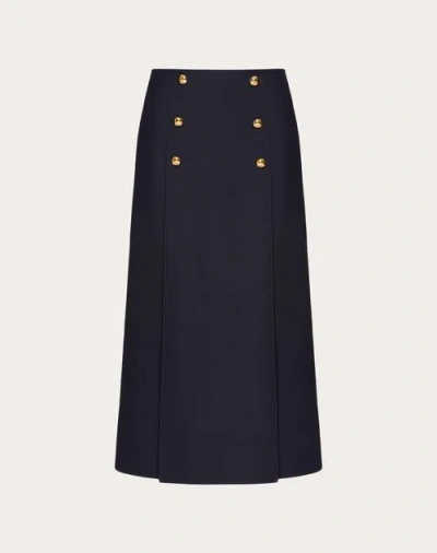 Valentino Crepe Couture Midi Skirt Woman Navy 38 In Blue