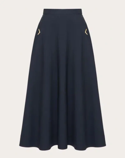 Valentino Crepe Couture Midi Skirt In Navy