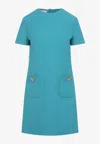 Valentino V-logo Pocket Short-sleeve Crepe Mini Dress