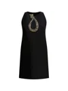 Valentino Garavani Rhinestone Snake Embroidery Crepe Couture Short Dress In Black