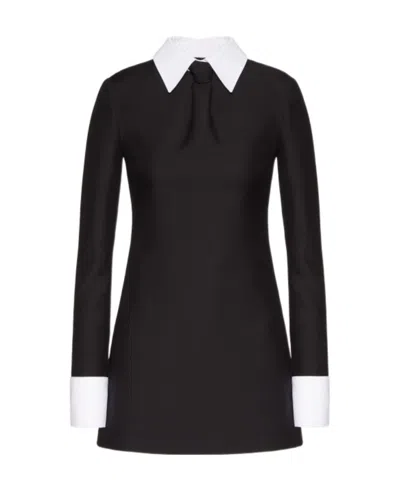Valentino Crepe Couture Mini Dress In Black
