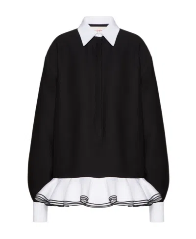 Valentino Crepe Couture Mini Dress In Black/white
