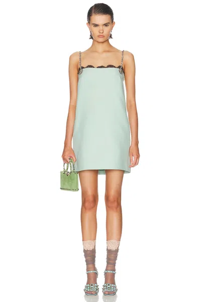 Valentino Crepe Couture Mini Dress In Celadon & Silver
