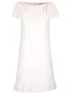 Valentino Ruffled Wool And Silk-blend Crepe Mini Dress