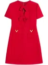 Valentino Fitted Red Dress With Decorative Bows In Red