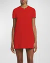 VALENTINO CREPE COUTURE MINI DRESS WITH LOGO HARDWARE