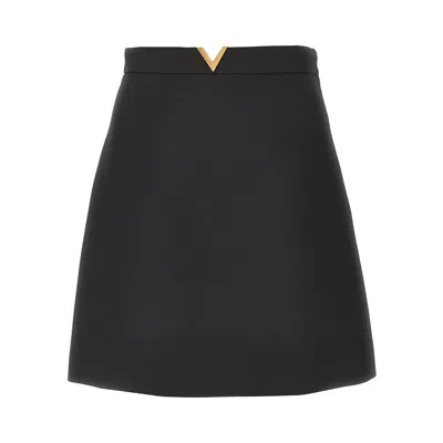 Valentino Crepe Couture Mini Skirt In Black