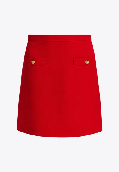 Valentino Crepe Couture Mini Skirt In Red