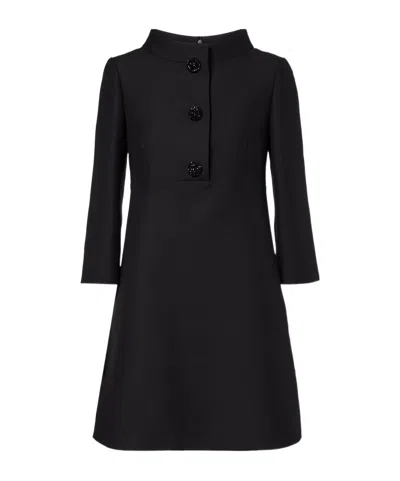 Valentino Crepe Couture Minidress In Black