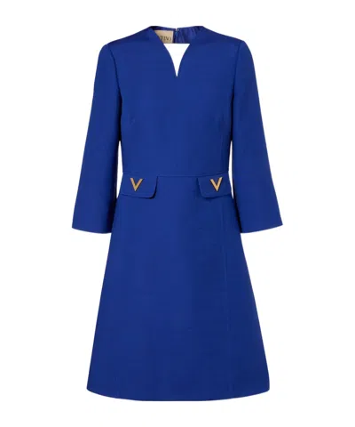 Valentino Crepe Couture Minidress In Blue