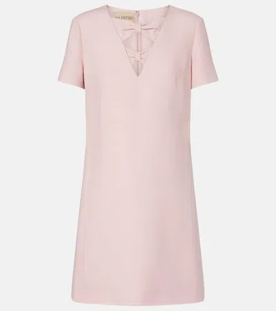 Valentino Crepe Mini Dress With Bow Detail In Pink