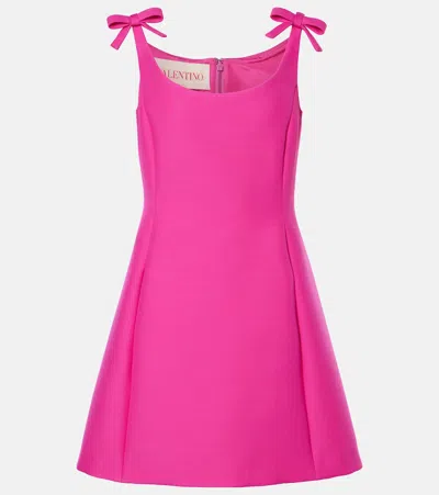 Valentino Bow Scoop-neck Sleeveless Crepe Mini Dress In Pink