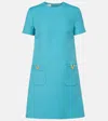 Valentino V-logo Pocket Short-sleeve Crepe Mini Dress In Turquoise