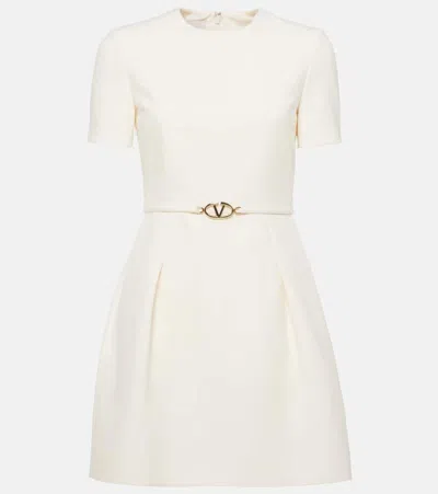 Valentino Flared Mini Dress With Logo Belt In Cream