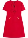 Valentino Fitted Red Dress With Decorative Bows In Red