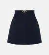 Valentino V Logo Belt Wool Mini Skirt In Blau
