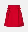 Valentino Bow-detailed Pleated Wool And Silk-blend Mini Skirt In Red