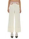 Valentino Ivory Trousers With Gold V In Neutral