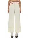 Valentino Ivory Trousers With Gold V In White