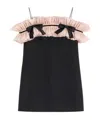 Valentino Crepe Couture Pleated Bow Mini Dress In Black