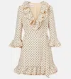 Valentino Virgin Wool-silk Polka-dot Mini Dress In Beige