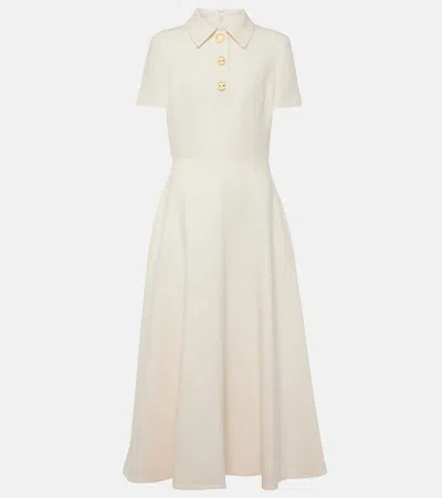 Valentino Virgin Wool-silk Midi Dress In Weiss