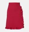Valentino Crepe Couture Ruffled Midi Skirt In Red