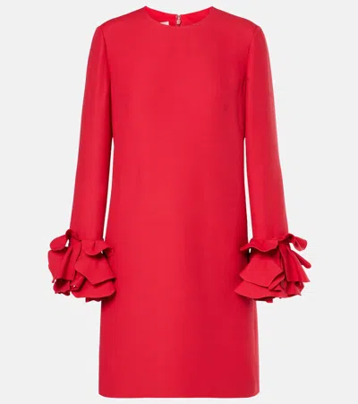 Valentino Crepe Couture Embroidered Mini Dress In Red