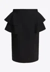 Valentino Black Skirt With Ruffles On The Sides In Black
