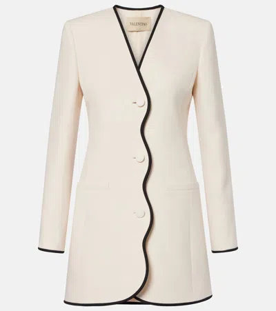 Valentino Crepe Couture Scalloped Jacket In Neutral