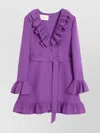 Valentino Purple Wool And Silk Mini Dress