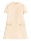 Valentino Womens Betulla Bow-embellishment Short-sleeves Wool And Silk Mini Dress