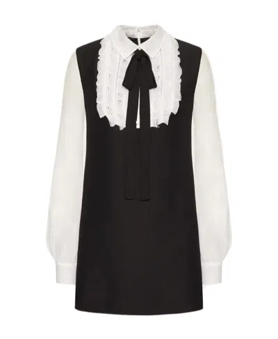 Valentino Crepe Couture Short Dress In Black