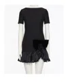 Valentino Velvet Bow Ruffle Short-sleeve Mini Dress In Black