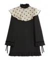 Valentino Womens Nero Betulla Frill-trim Long-sleeve Crepe Wool-silk Mini Dress In Black