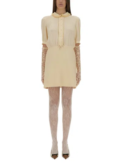 Valentino Crepe Couture Short Dress In Neutral