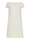 Valentino Ruffled Wool And Silk-blend Crepe Mini Dress In Ivory