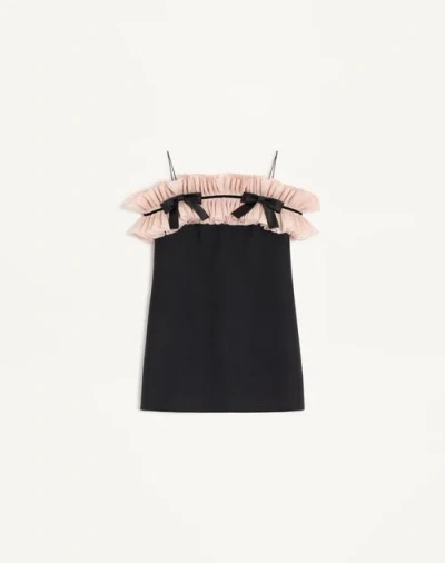 Valentino Crepe Couture Short Dress Woman Black/pink 42 In Multi