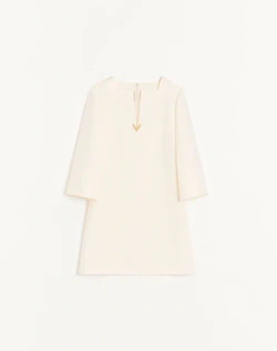 Valentino Crepe Couture Short Dress Woman Ivory 42 In White
