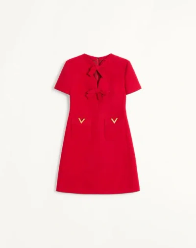 Valentino Garavani Bow Detail Crepe Couture Minidress In Red